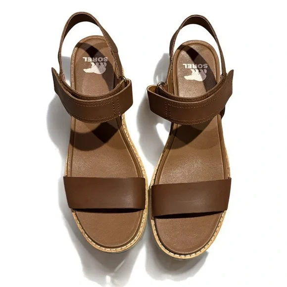NWOT Sorel Brown and Cream Platform Sandals - Picture 2 of 6